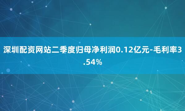 深圳配资网站二季度归母净利润0.12亿元-毛利率3.54%